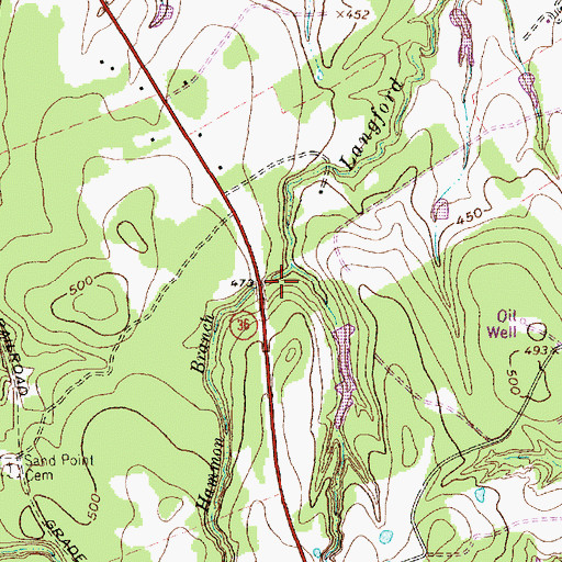 Topographic Map of Tyson Cemetery, TX