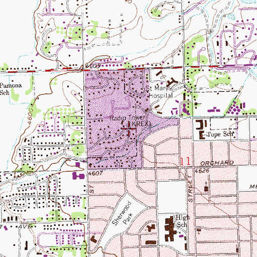 Topographic Map of KREX-TV (Grand Junction), CO