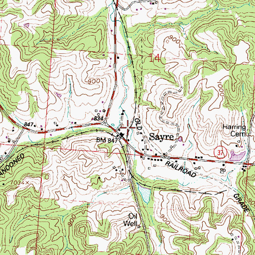 Topographic Map of Sayre Post Office (historical), OH