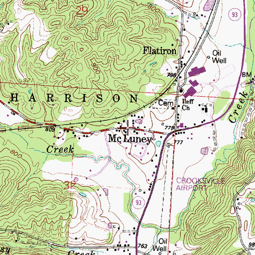 Topographic Map of McLuney Post Office (historical), OH
