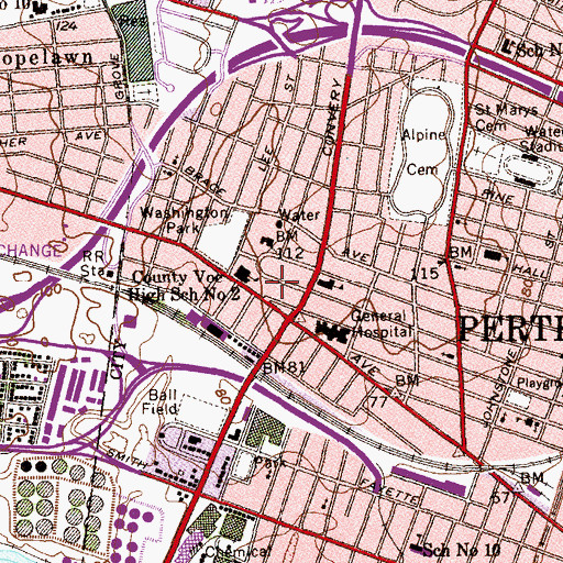 Topographic Map of Grace Lutheran Church, NJ