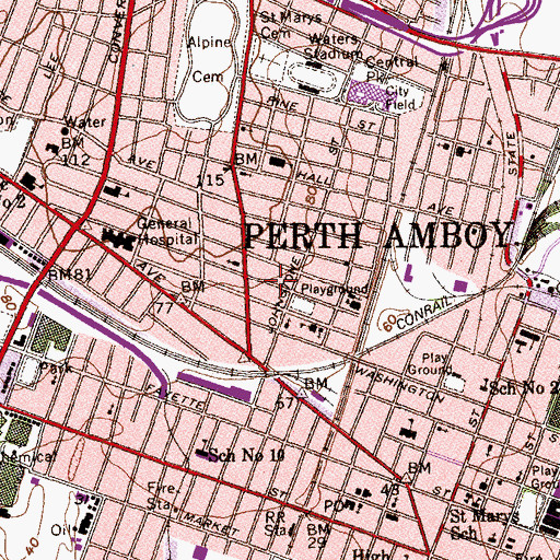 Topographic Map of Holy Cross Episcopal Church, NJ