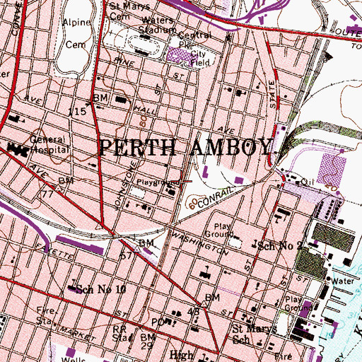 Topographic Map of Holy Trinity Roman Catholic Church, NJ