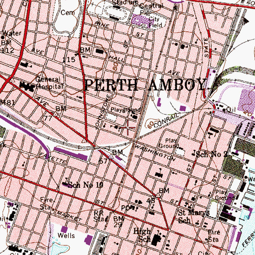 Topographic Map of Our Lady of the Holy Rosary Church, NJ