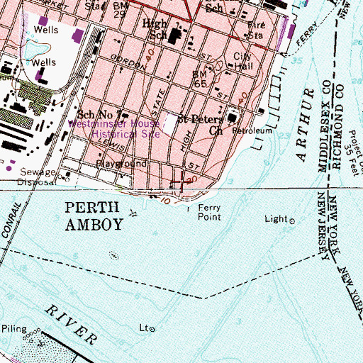 Topographic Map of Saint Demetrios Greek Orthodox Church, NJ