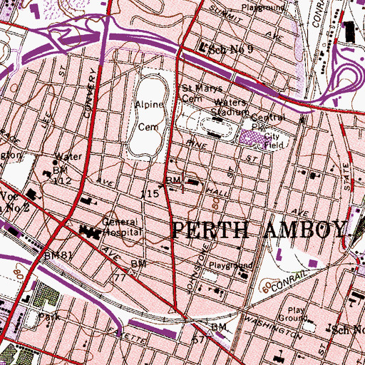 Topographic Map of Saint Michael's Greek Catholic Church (historical), NJ