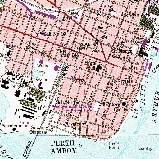 Topographic Map of Second Baptist Church, NJ