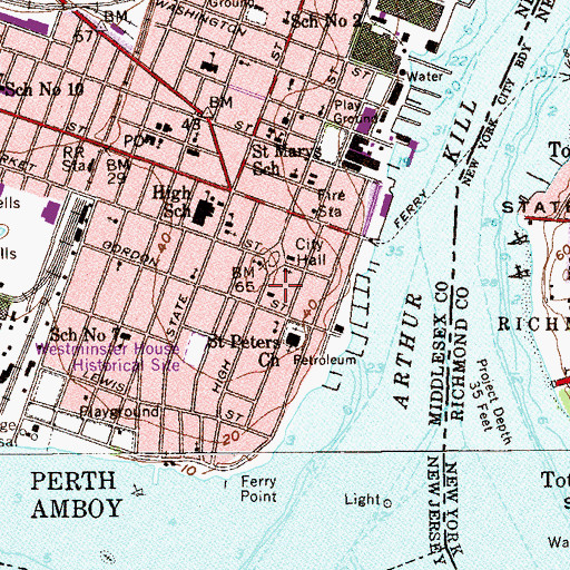 Topographic Map of Temple Beth Mordecai Synagogue, NJ