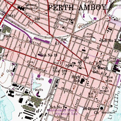 Topographic Map of Central Farmers Market, NJ