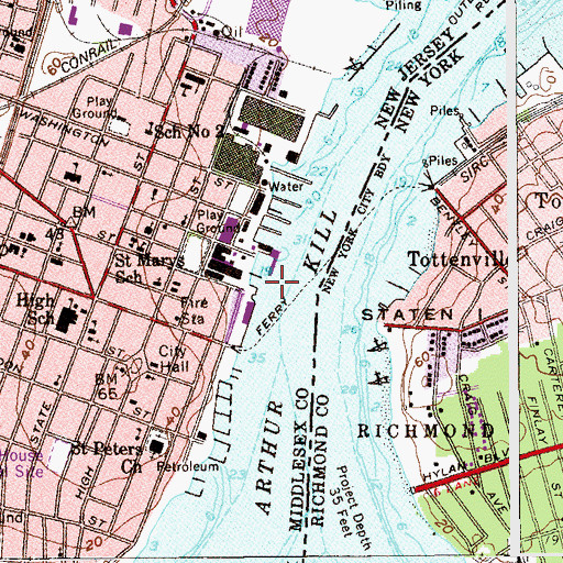 Topographic Map of Pier Number 4 (historical), NJ