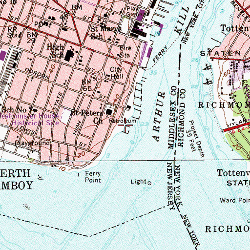 Topographic Map of Raritan Yacht Club, NJ