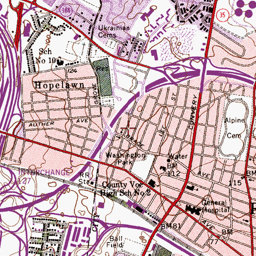 Topographic Map of Perth Amboy Catholic Primary School, NJ