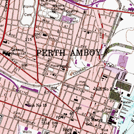Topographic Map of Holy Trinity School (historical), NJ