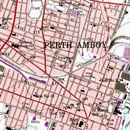 Topographic Map of Most Holy Rosary School, NJ