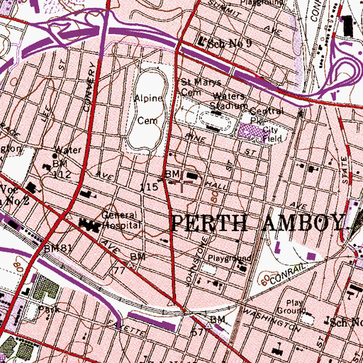 Topographic Map of Saint Michaels School (historical), NJ