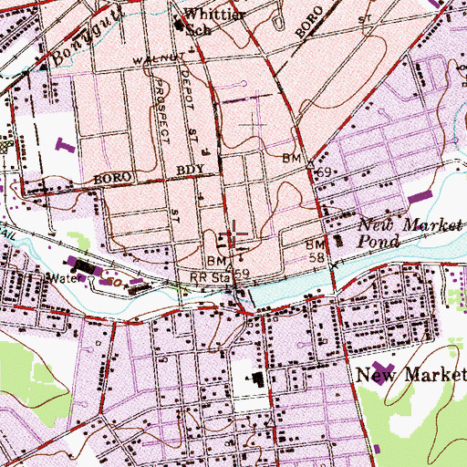 Topographic Map of First Baptist Church of New Market, NJ