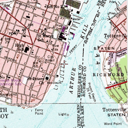Topographic Map of Bay View Park, NJ