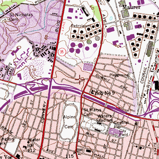 Topographic Map of William Dunlap Homes, NJ