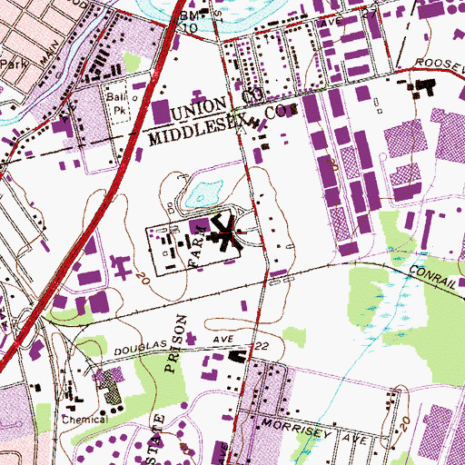 Topographic Map of East Jersey State Prison, NJ