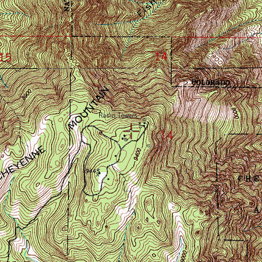 Topographic Map of KTSC-TV (Pueblo), CO