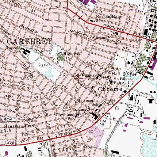 Topographic Map of Saint Elizabeth's Roman Catholic Church, NJ