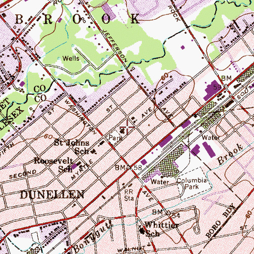 Topographic Map of Dunellen First Presbyterian Church, NJ