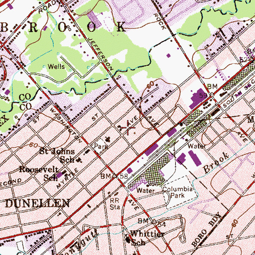 Topographic Map of Dunellen United Methodist Church, NJ
