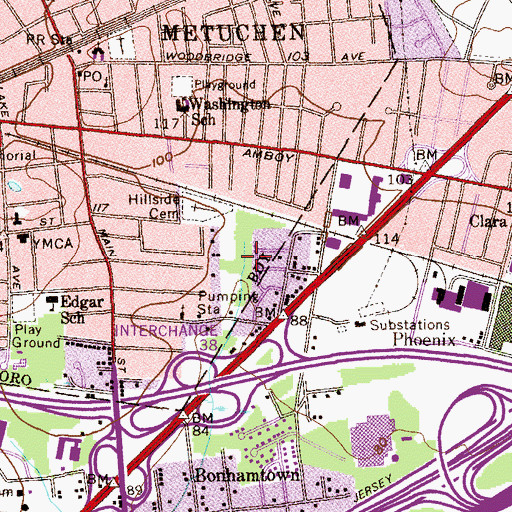 Topographic Map of Myrtle - Charles Park, NJ