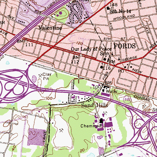 Topographic Map of Interchange 1, NJ