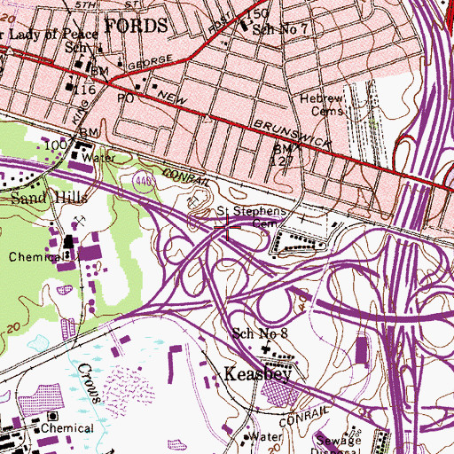 Topographic Map of Interchange 2, NJ