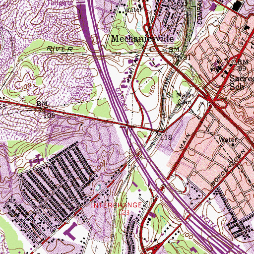 Topographic Map of Interchange 124, NJ