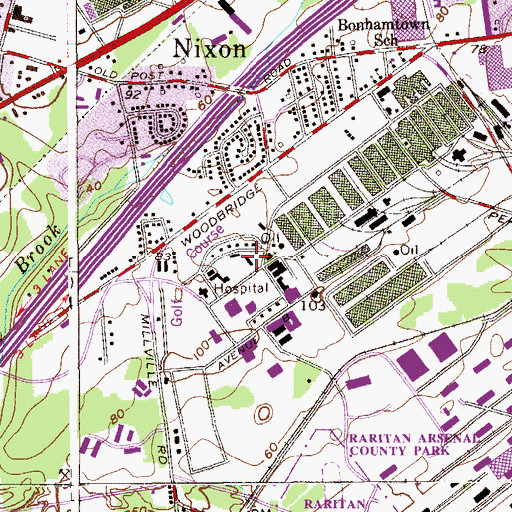 Topographic Map of East Hall, NJ