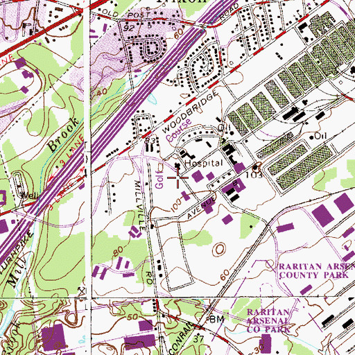 Topographic Map of Edison Hall, NJ