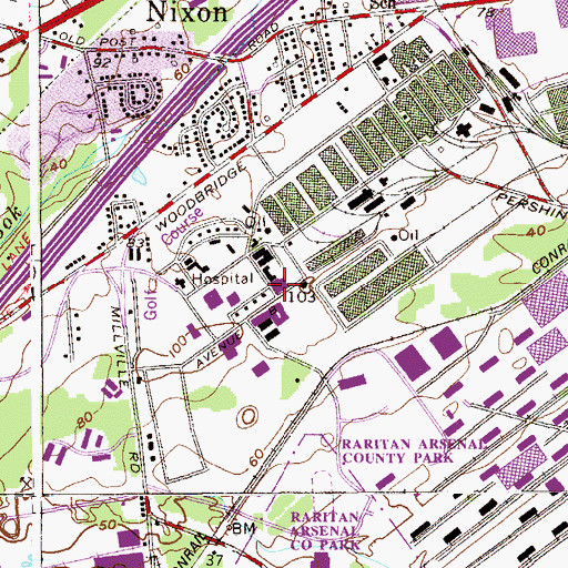 Topographic Map of L'Hommedieu Hall, NJ