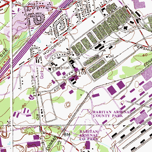 Topographic Map of Main Hall, NJ