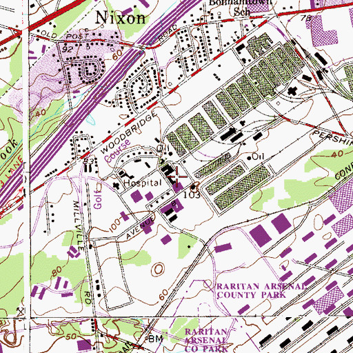 Topographic Map of Raritan Hall, NJ