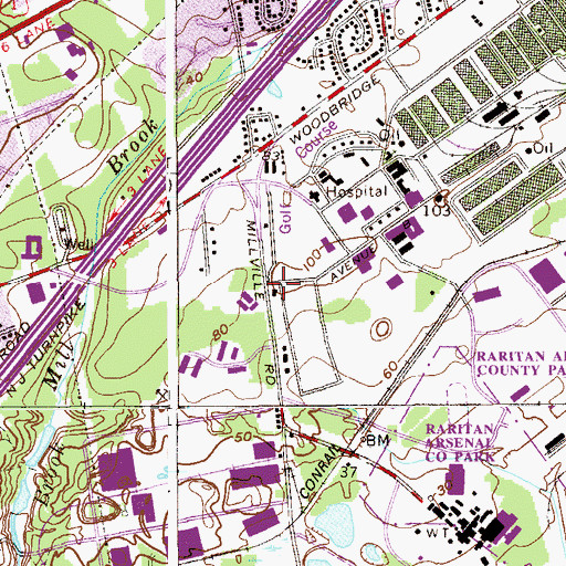 Topographic Map of West Hall, NJ