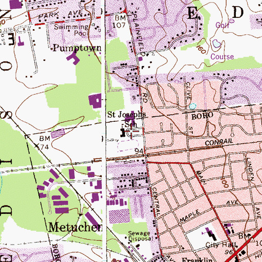 Topographic Map of O'Neill Hall, NJ
