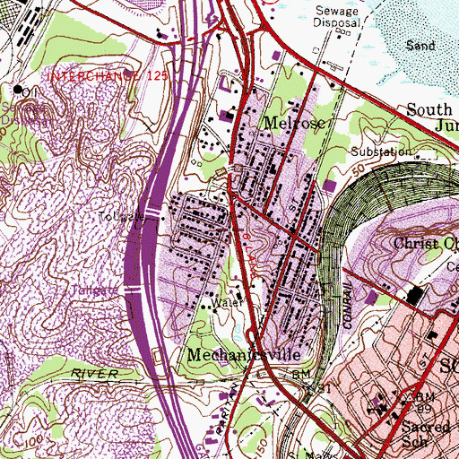 Topographic Map of Sayreville Fire Department Melrose Hose Company 1, NJ