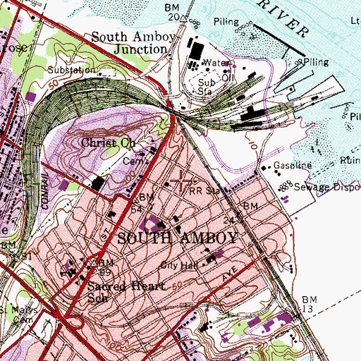 Topographic Map of First Baptist Church, NJ