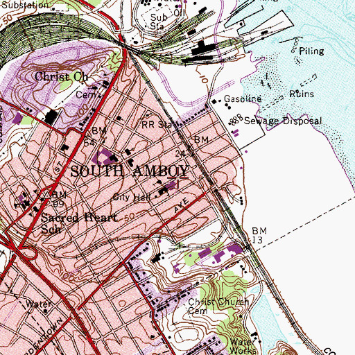 Topographic Map of First Methodist Church, NJ