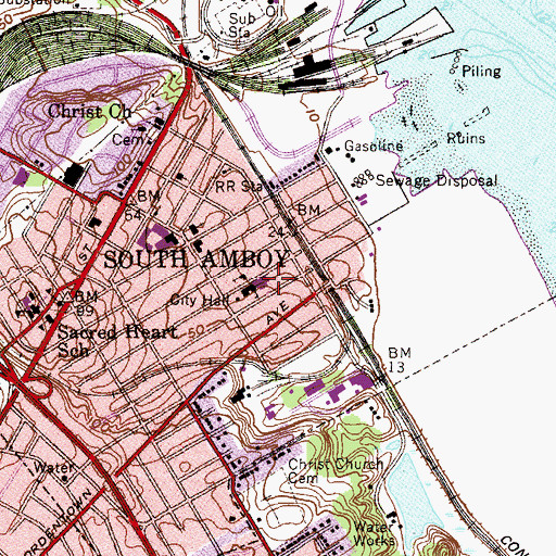 Topographic Map of Harold G Hoffman High School (historical), NJ