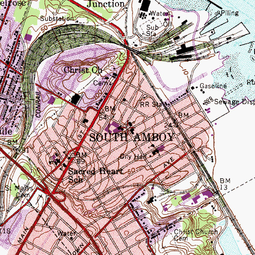 Topographic Map of Cardinal McCarrick High School, NJ