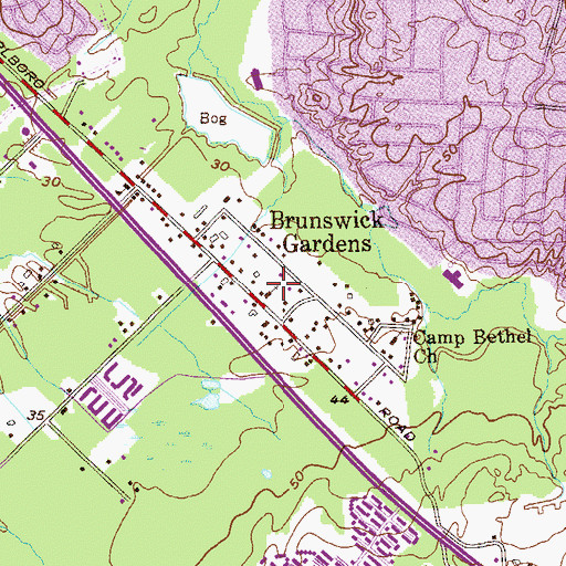 Topographic Map of Union Bible Church, NJ
