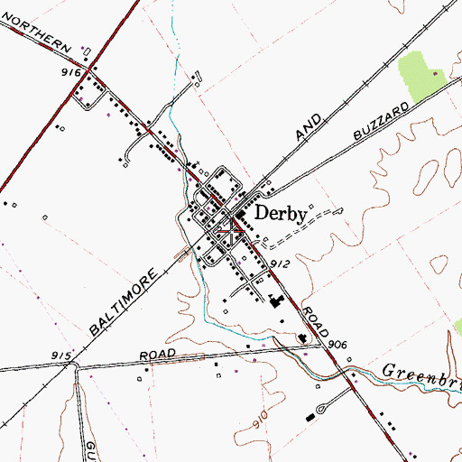 Topographic Map of Derby Post Office, OH