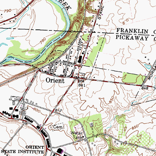 Topographic Map of Orient Post Office, OH