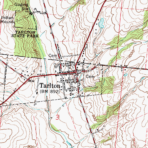 Topographic Map of Tarlton Post Office, OH