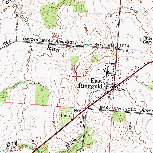 Topographic Map of East Ringgold Post Office (historical), OH