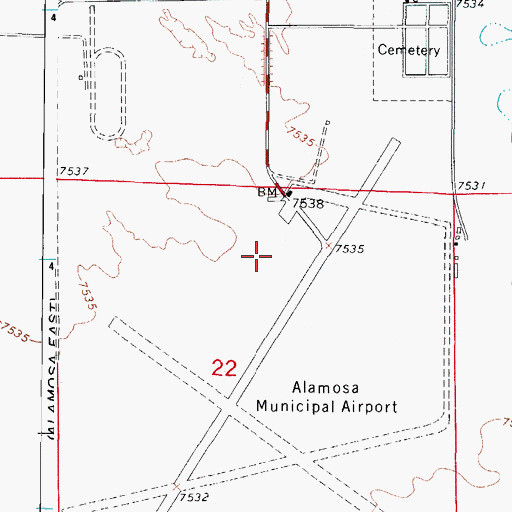 Topographic Map of San Luis Valley Regional Airport/Bergman Field, CO