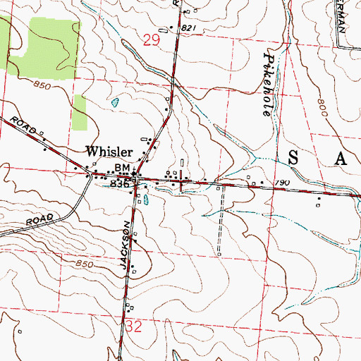 Topographic Map of Whisler Post Office (historical), OH